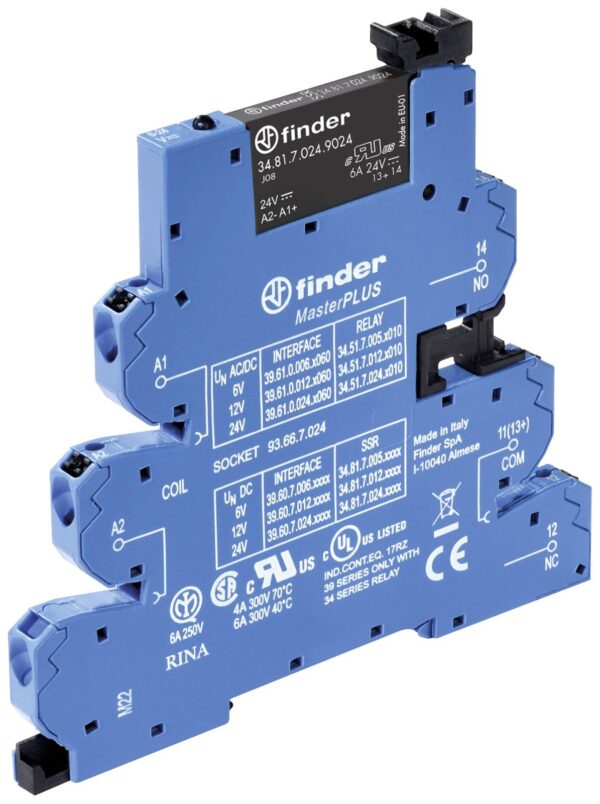 MasterPLUS spojni relej, sa uticnim klemama, SSR 1 NO kontakt 6 A/24 V DC, ulaz 220 V DC Finder 39.60.7.220.9024 spojni relej