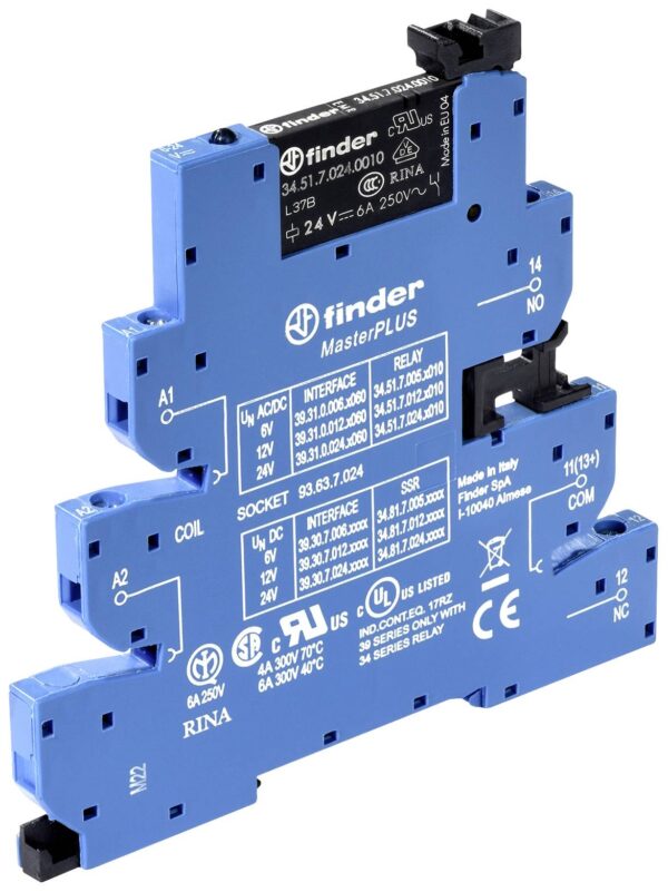 MasterPLUS spojni relej, sa vijcima, 1 preklopni kontakt 6 A, kalem 220 V DC Finder 39.31.7.220.0060 spojni relej 220 V/DC 6 A 1 preklopnik