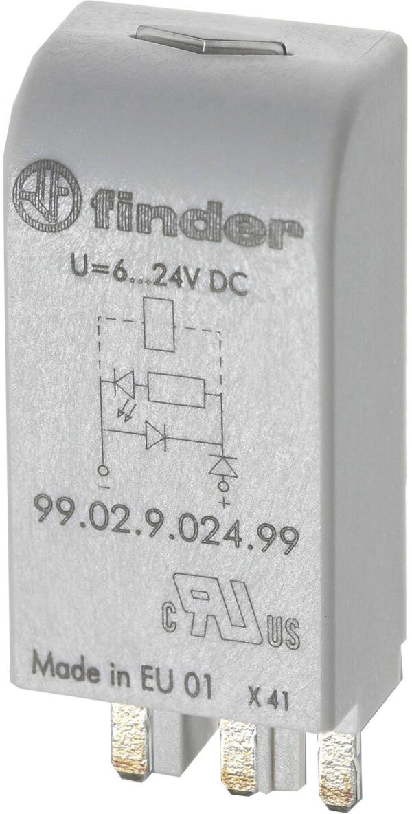 Uticni modul Finder sa kolom za suzbijanje EMC smetnji, sa RC elementom 99.02.0.024.09 Pogodan za model (relej): Finder 96.04, Finder 96.02