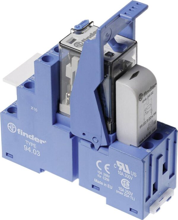 Finder 58.33.9.024.5050 relejni modul Nazivni napon: 24 V/DC Uklopna struja (maks.): 10 A 3 kom.