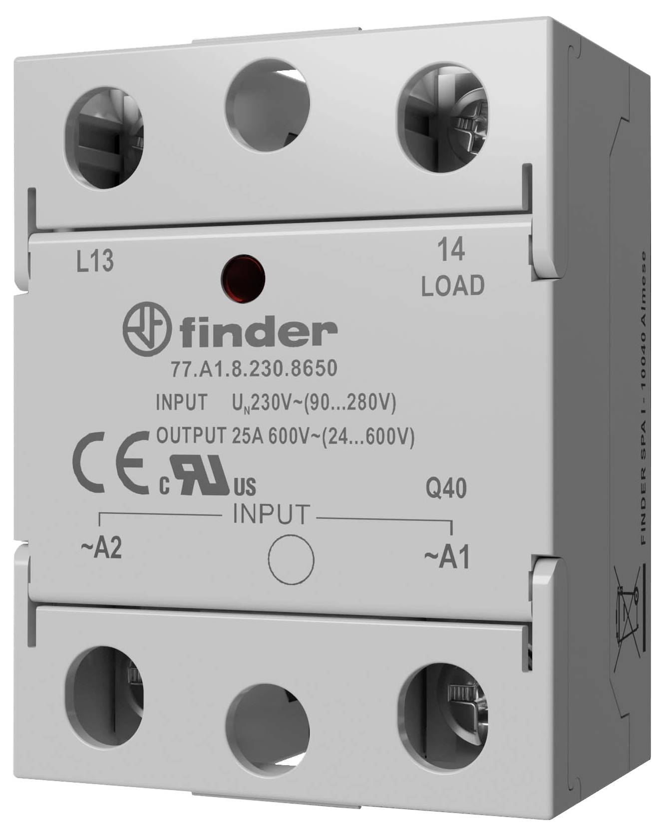 Finder poluprovodnicki relej 77A190248250 25 A Preklopni napon (maks.): 280 V/AC nulti prekidacki napon