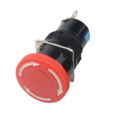 Taster sigurnosni pečurka 5A 250V AC 1-pol, crveni okrugli ON-ON, fi=17.5mm