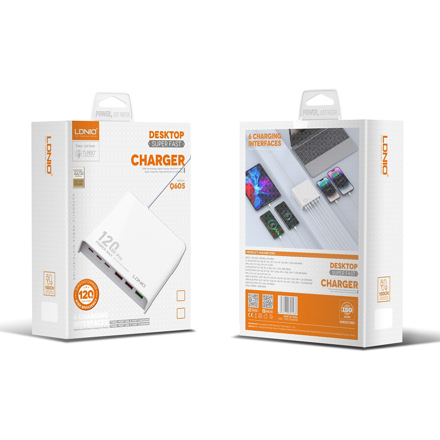 USB HUB Type C LDNIO Q605, QC4+, PD3.0, SCP, PPS, VOOC, 120W - Image 3