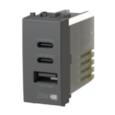 Utičnica USB Type C CCA 20W Vimar Arke (bela, crna) 4BUSB20WCCA.V19B