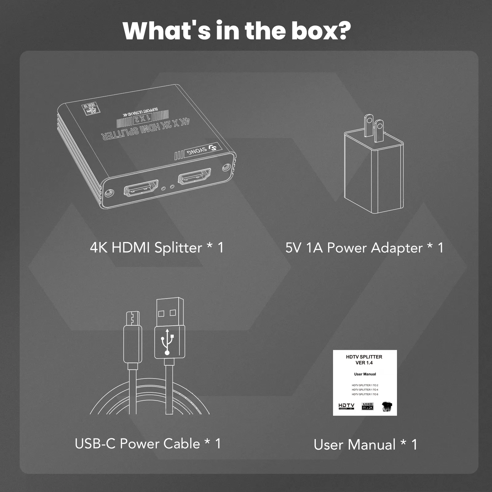 SYONG 4K HDMI splitter 1x2 za dva ekrana aluminijumsko kućište Plug & Play, metalno kućište - Image 2