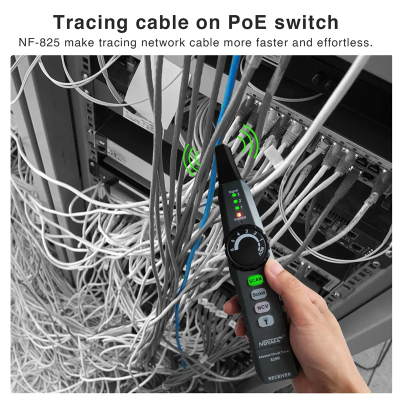 NOYAFA NF-825TMR tragač kablova, RJ45, PoE test, predajnik i prijemnik, NCV detekcija napona - Image 4