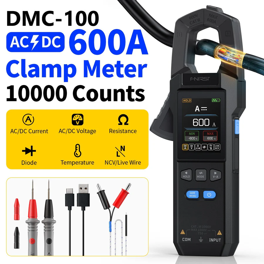 FNIRSI DMC-100 digitalna strujna klešta True RMS, AC/DC, 600 A, 750 V, NCV - Image 8