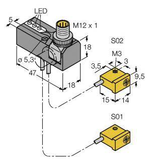 Turck NI2-Q9,5-0,1-BDS-2AP6X3-H1141/S34 induktivni senzor 2 mm PNP, NO