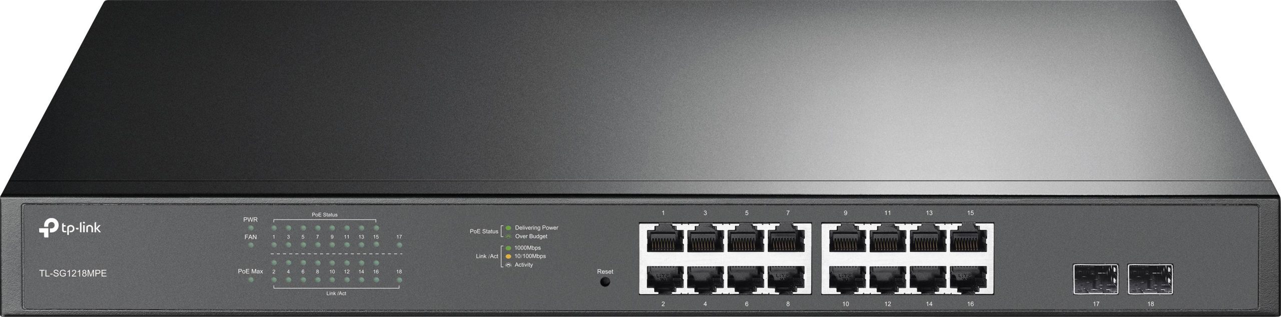 TP-LINK 16-Port Gigabit PoE+ Easy Smart Switch, mrežni svič 16+2 vrat 10 / 100 / 1000 MBit/s