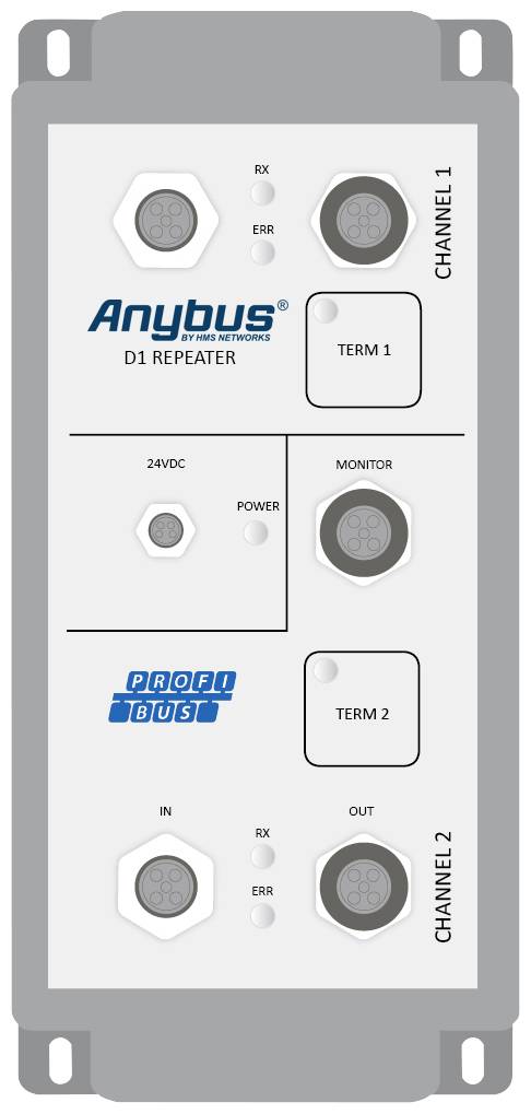 Anybus 16121 repetitor Profibus 12 V/DC, 24 V/DC