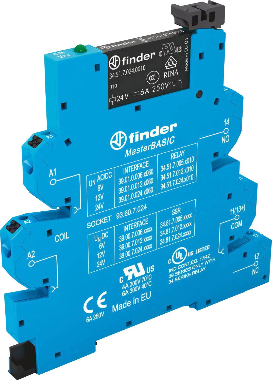 Finder 39.01.0.024.0060 interfejs relej 24 V/DC, 24 V/AC 1 CO kontakt