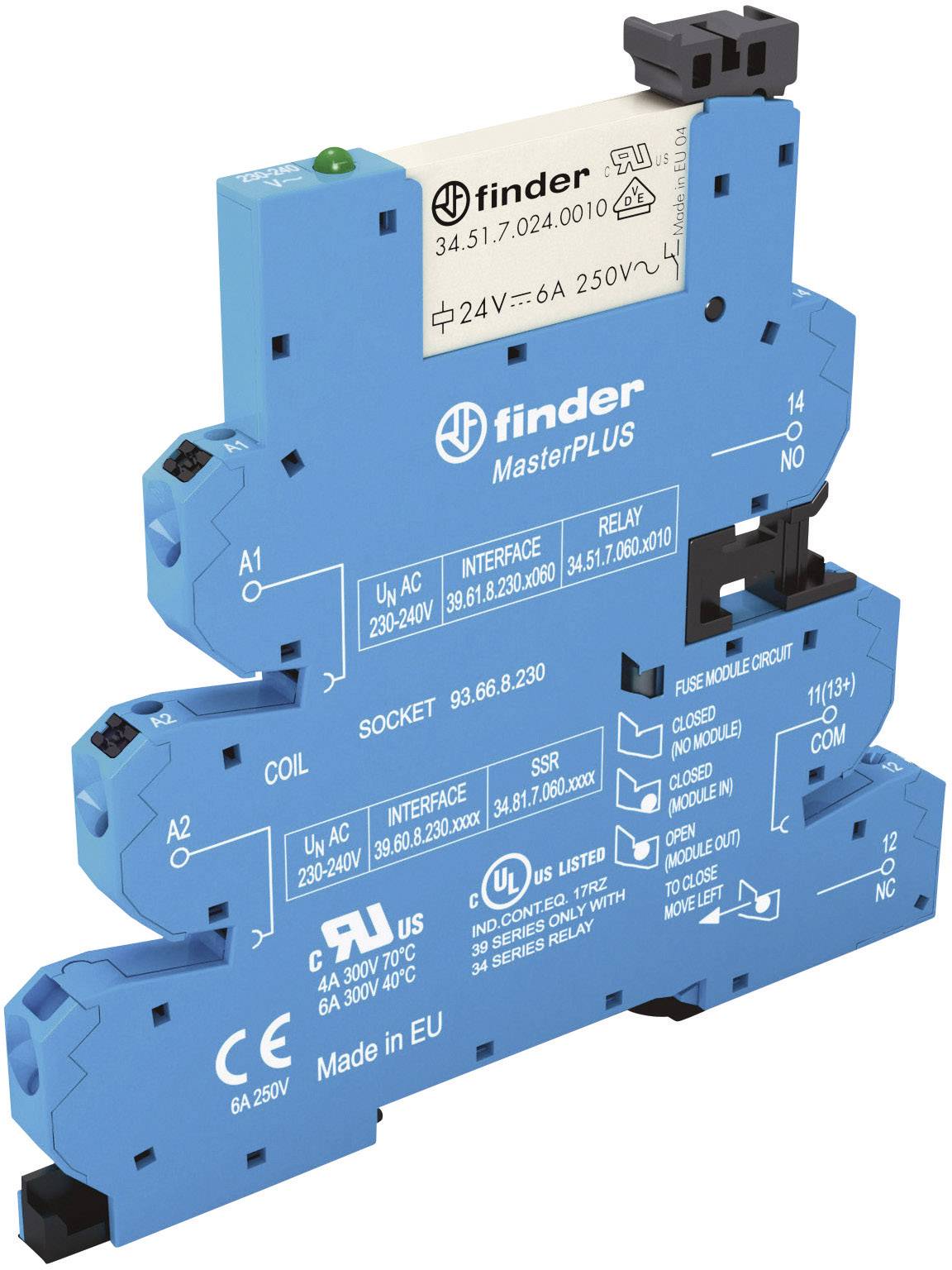 Finder 39.61.0.024.0060 interfejs relej 24 V/DC, 24 V/AC 1 CO kontakt