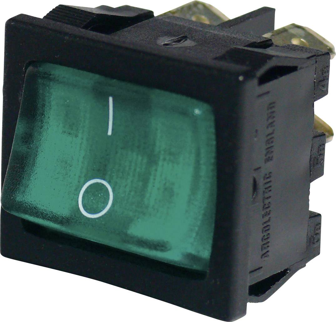 Arcolectric (Bulgin Ltd.) H8653VBNBP njihajući taster (klackalica) zelena 250 V