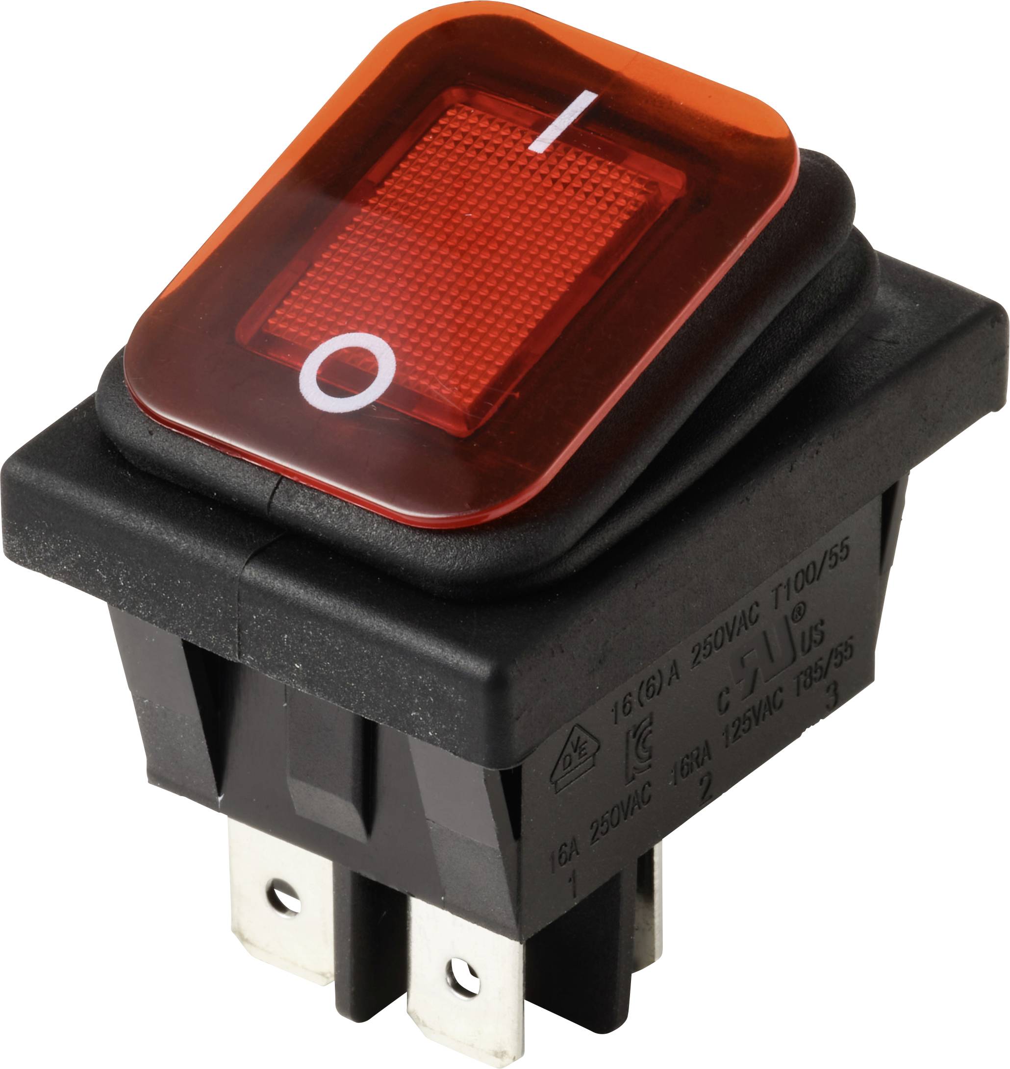 TRU COMPONENTS tinjalica njihajući taster (klackalica) crna, crvena 250 V/AC