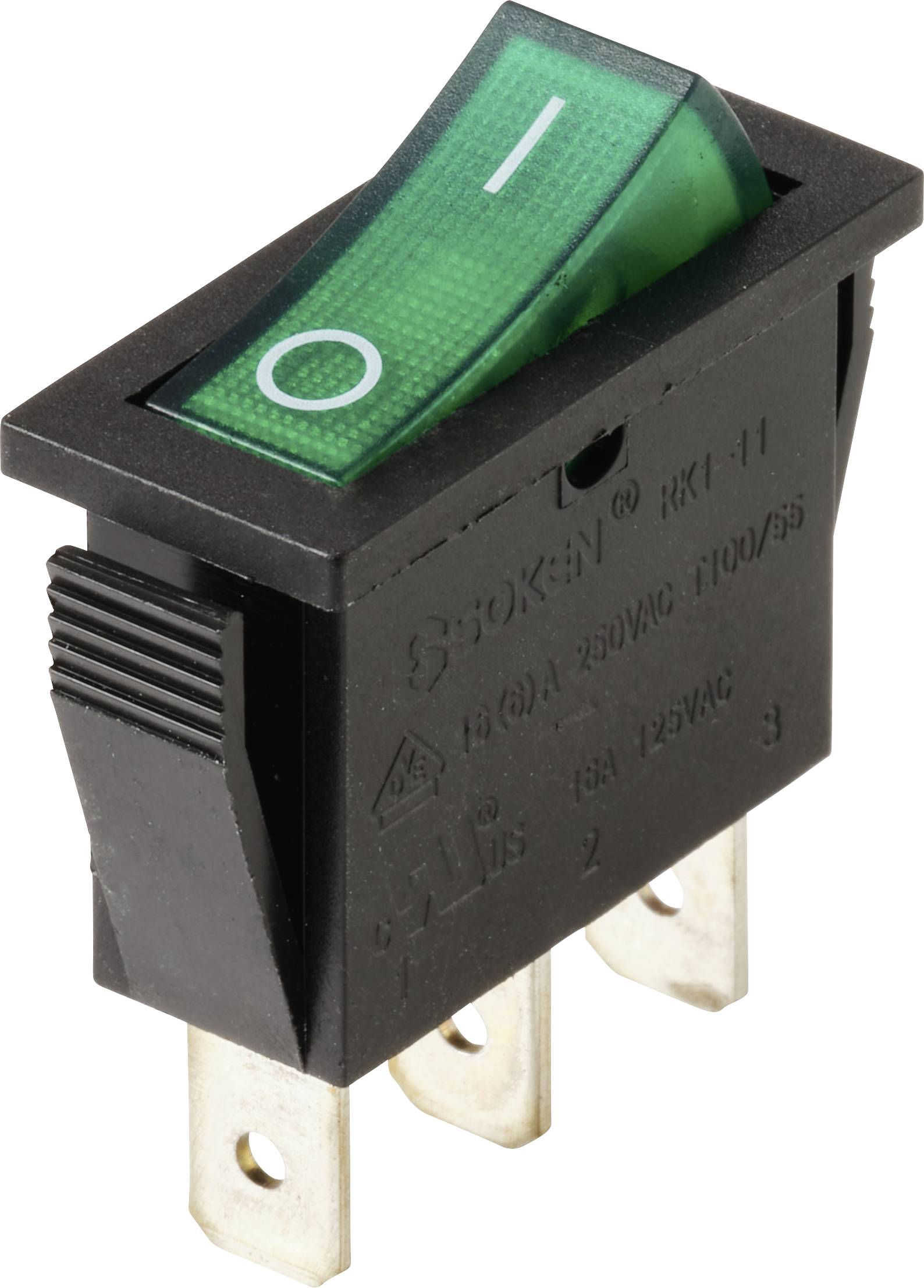 TRU COMPONENTS tinjalica njihajući taster (klackalica) crna, zelena 250 V/AC