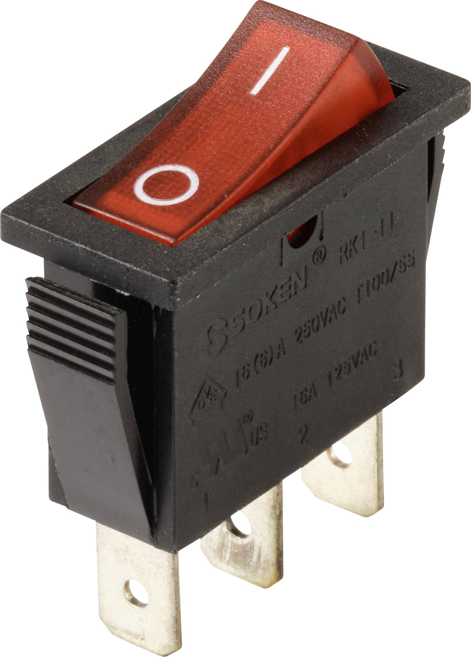 TRU COMPONENTS tinjalica njihajući taster (klackalica) crna, crvena 250 V/AC