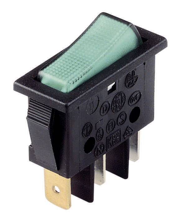 Tinjalica njihajući taster (klackalica) crna, zelena 250 V/AC