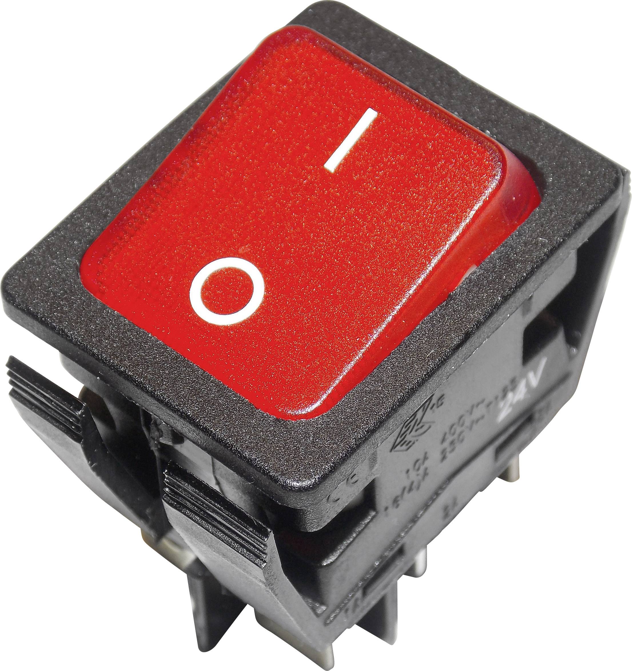 Arcolectric (Bulgin Ltd.) sijalica njihajući taster (klackalica) crna, crvena 24 V DC/AC