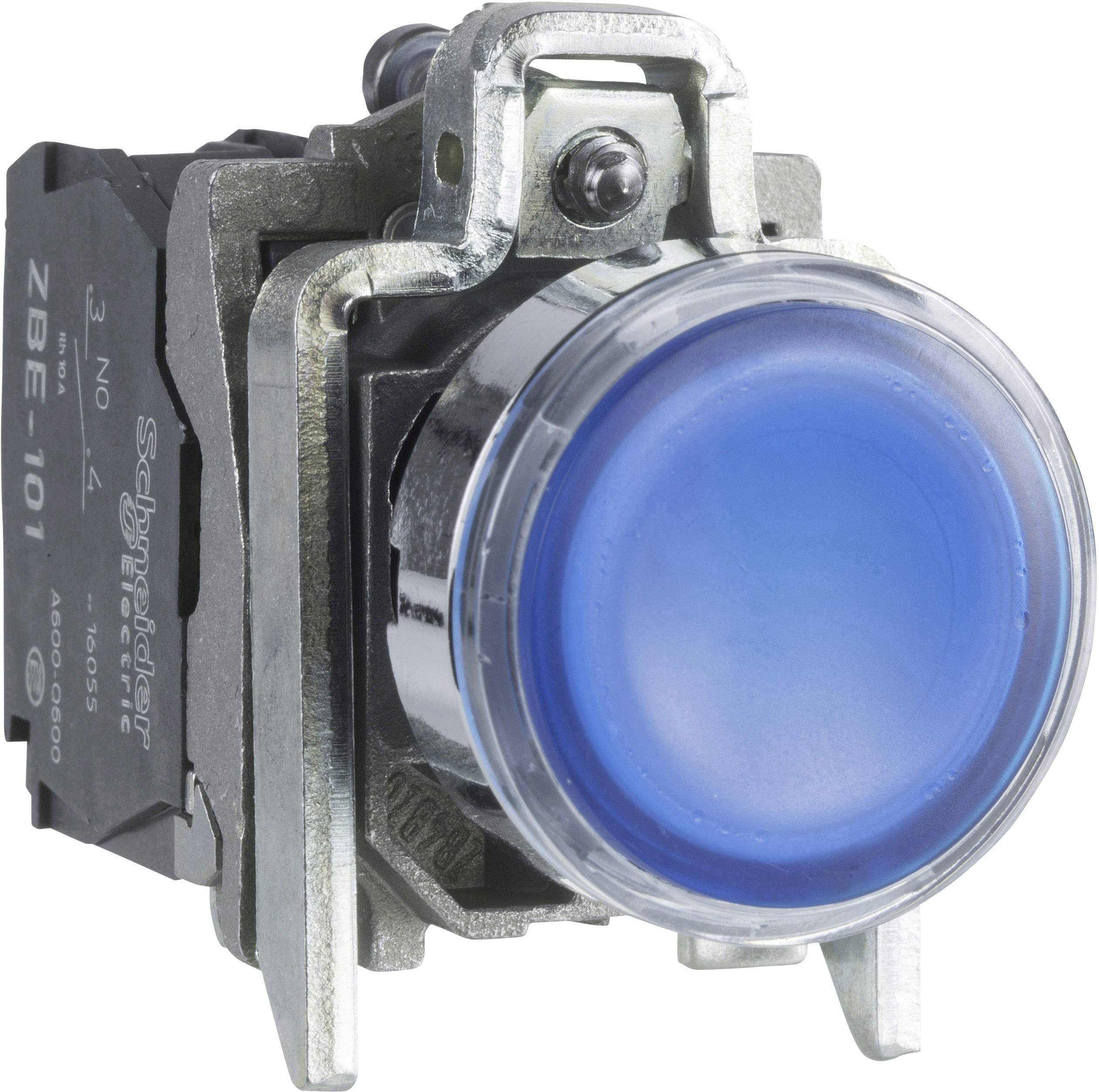 Schneider Electric LED osvetljeni taster krom, plava 600 V