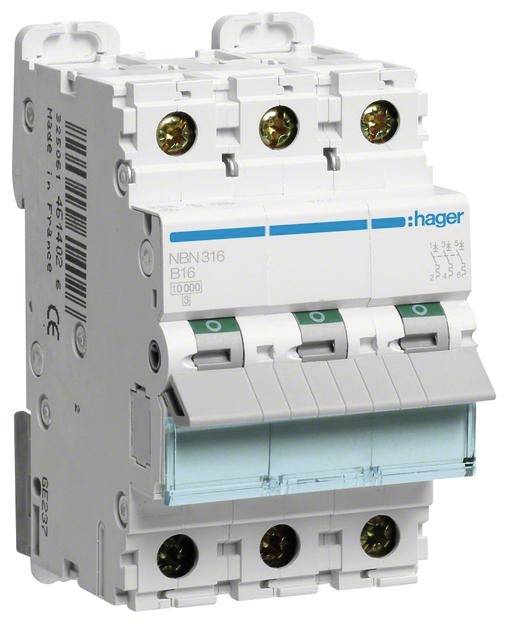 Hager NBN316 automatski osigurac 3-polni 16 A 400 V 10 kA