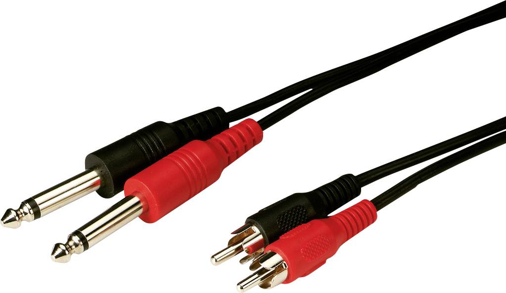 Monacor audio priključni konektor 3 m crna muški RCA