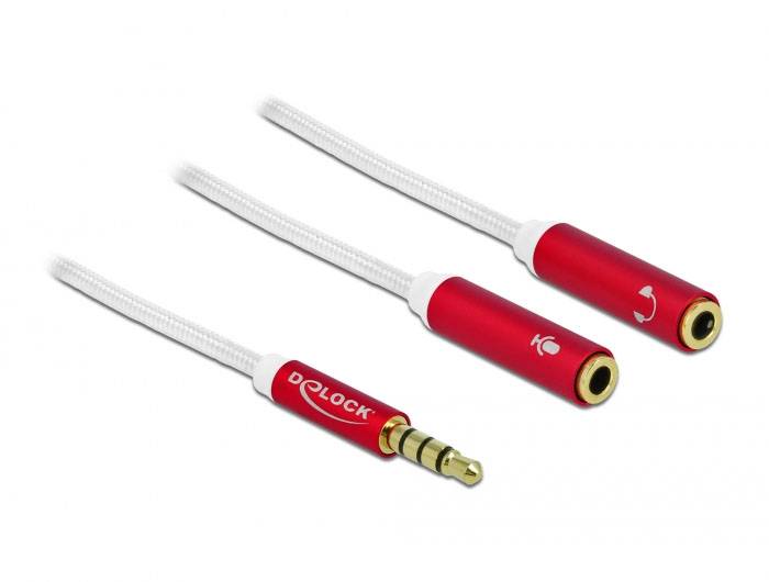 Delock audio priključni kabl 0,2 m crvena, bela klinker