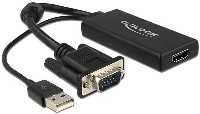Delock adapter za monitor 25,00 cm crna muški konektor VGA