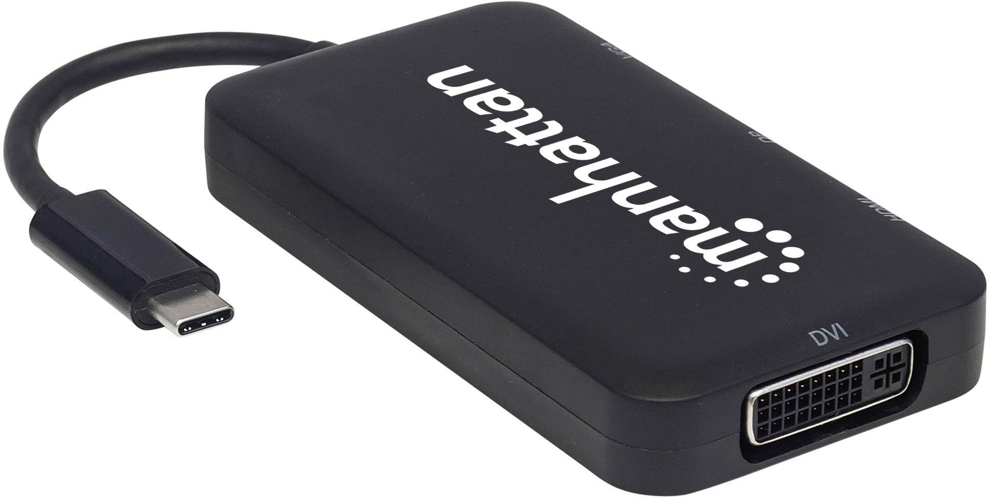 Manhattan adapter za monitor 8,00 cm crna muški konektor USB-C®
