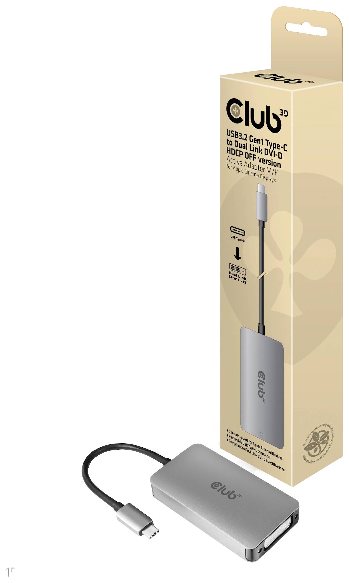 CLUB3D USB3.2 adapter za monitor 24,5 cm srebrna USB-C®