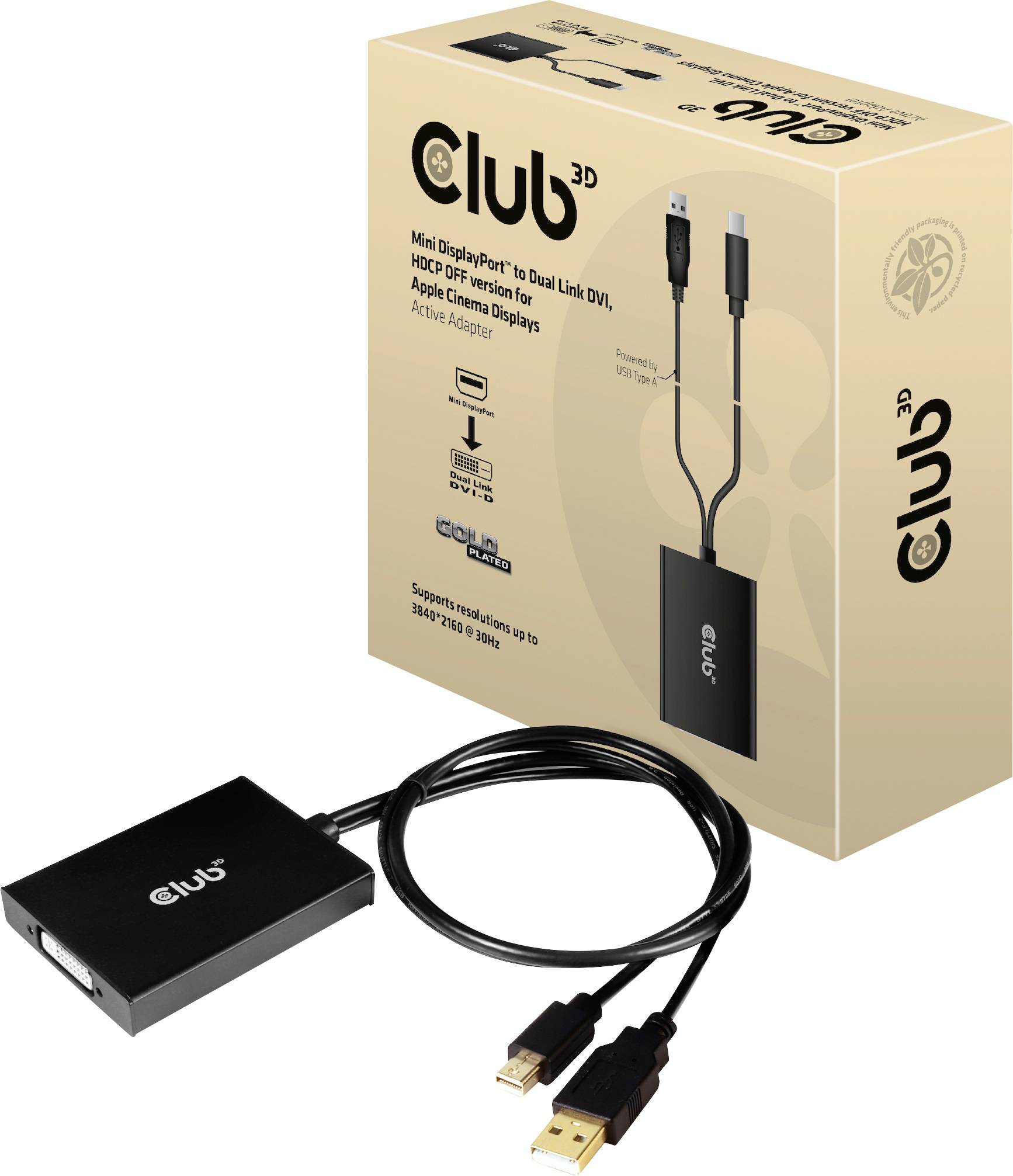CLUB3D Mini CAC-1130-A adapter za monitor 60 cm crna DisplayPort, USB-A