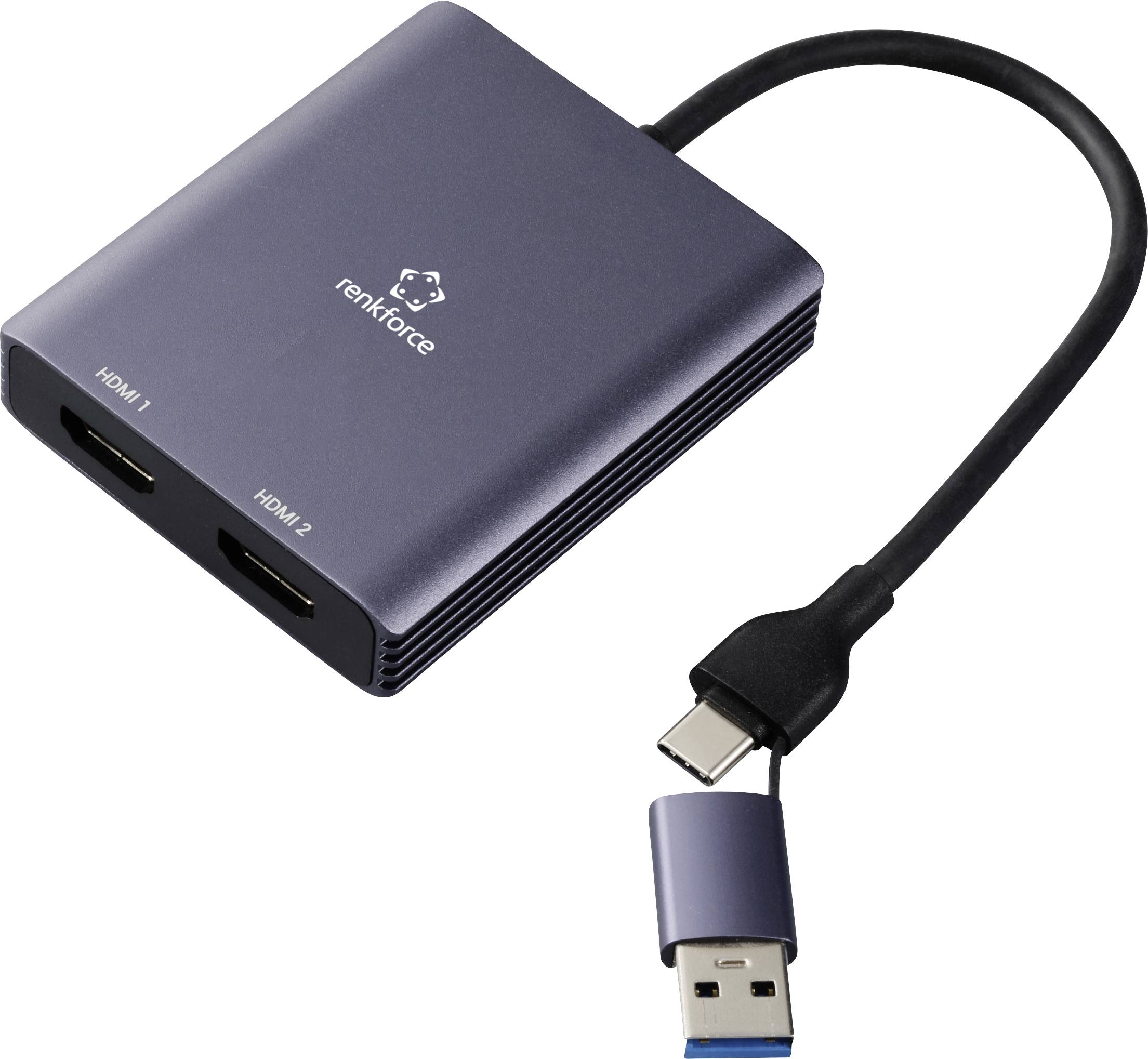 Renkforce RF-6418198 adapter za monitor 15 cm siva USB-A, USB-C®