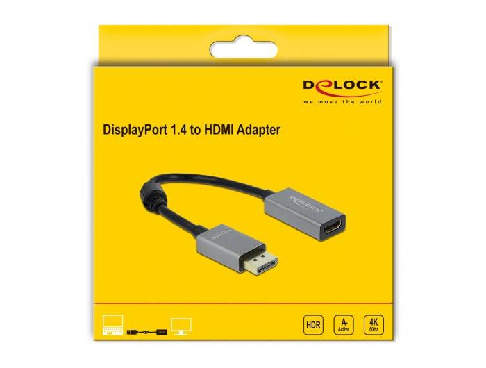 Delock adapter za monitor 0,20 m crna, siva muški konektor DisplayPort