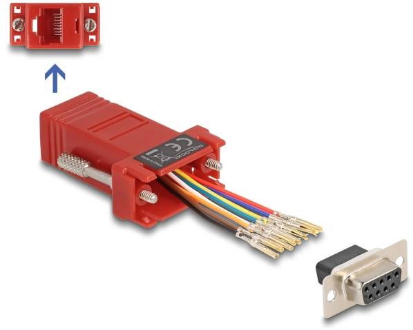 Delock 9-polni adapter za monitor crvena 9-polni muški konektor D-Sub RJ45 utičnica 3383684