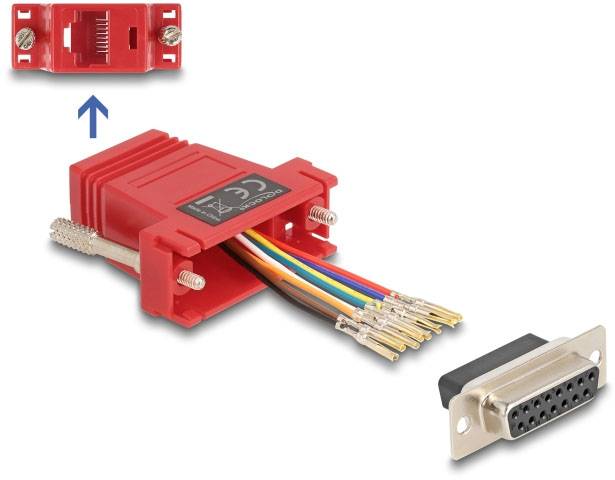 Delock 15-polni adapter za monitor crvena RJ45 utičnica VGA, RJ45 3383690