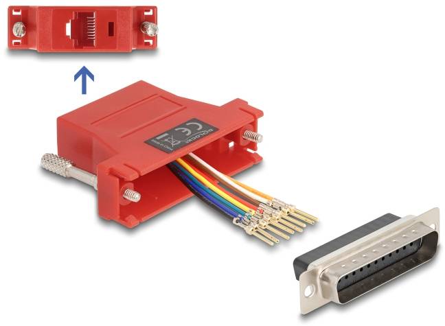 Delock 25-polni adapter za monitor crvena RJ45 utičnica VGA, RJ45