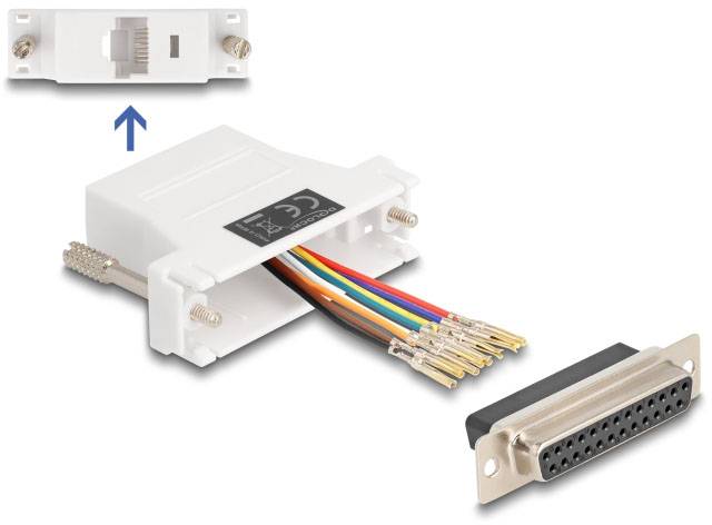 Delock 25-polni adapter za monitor bela RJ45 utičnica VGA, RJ45 3383695