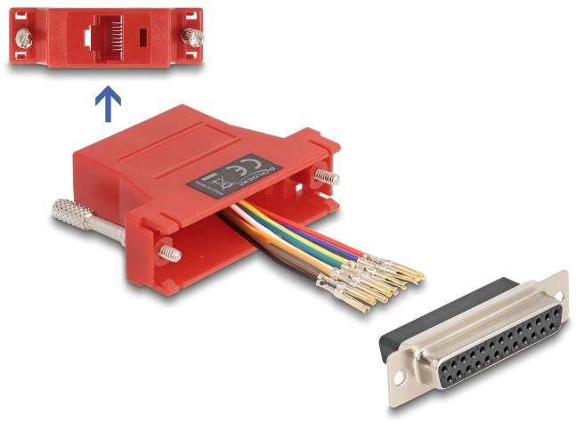 Delock 25-polni adapter za monitor crvena RJ45 utičnica VGA, RJ45 3383696