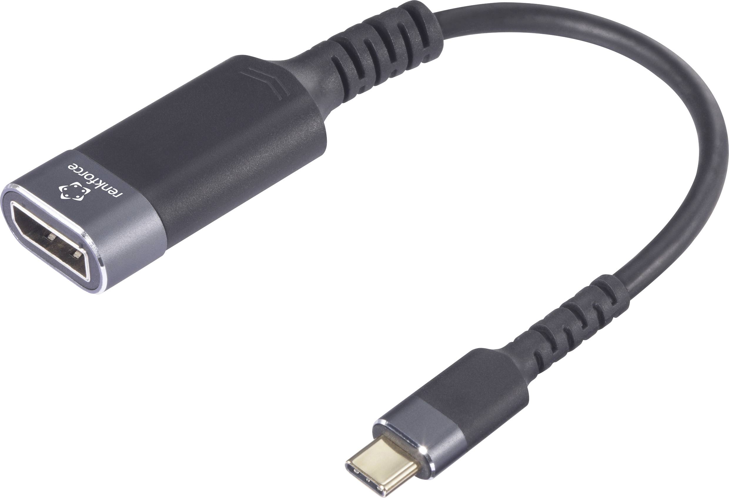 Renkforce RF-6798310 adapterski kabl za monitor 0,20 m crno-siva muški konektor USB-C®