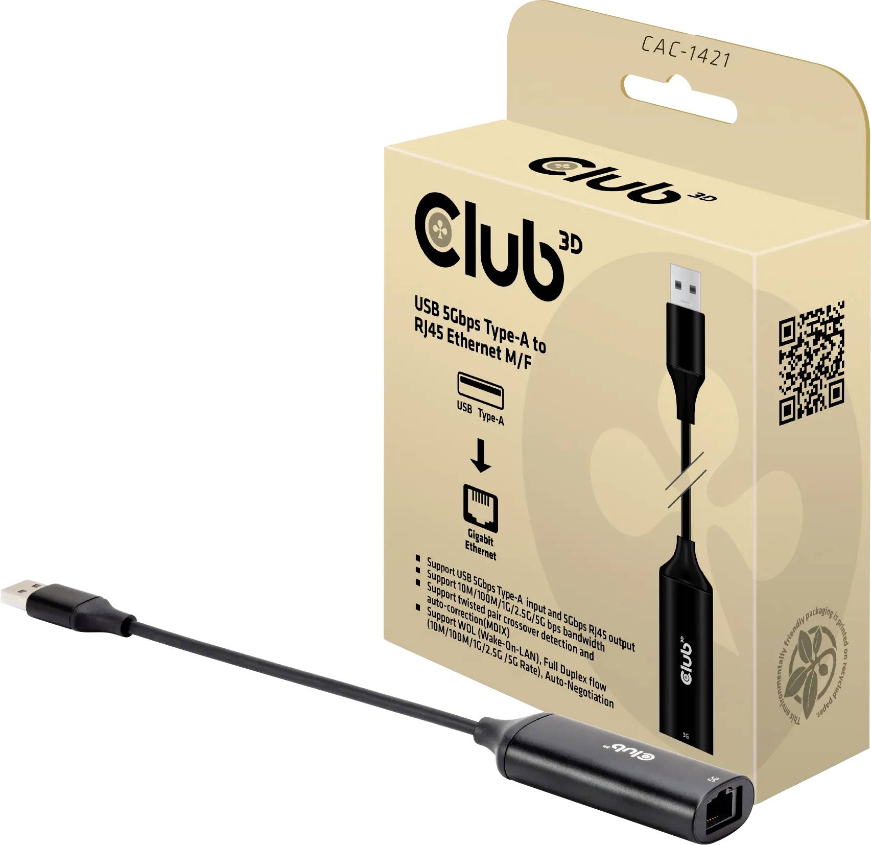 club3D CAC-1421 USB 12 cm crna USB-A utikač