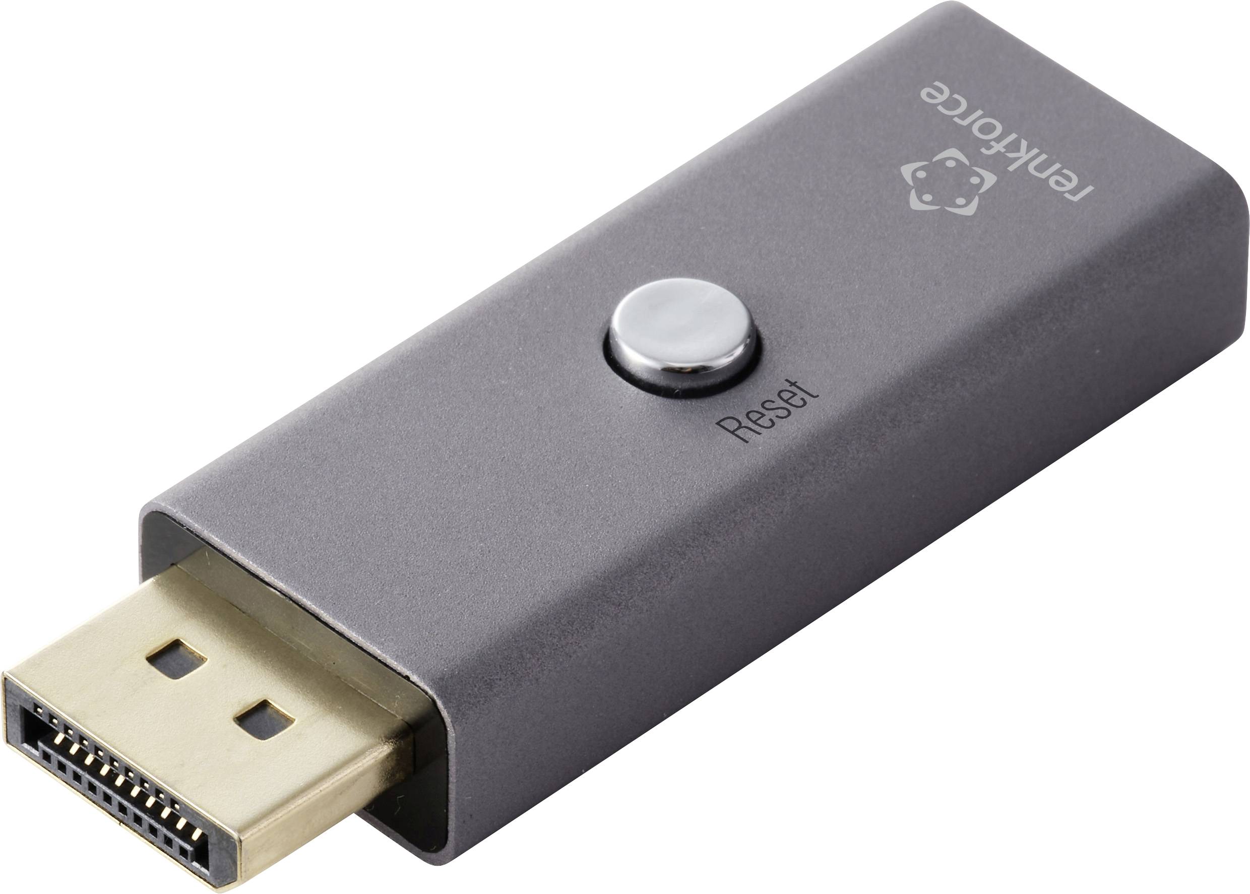 Renkforce RF-6903988 EDID emulator aluminijasto siva muški konektor DisplayPort