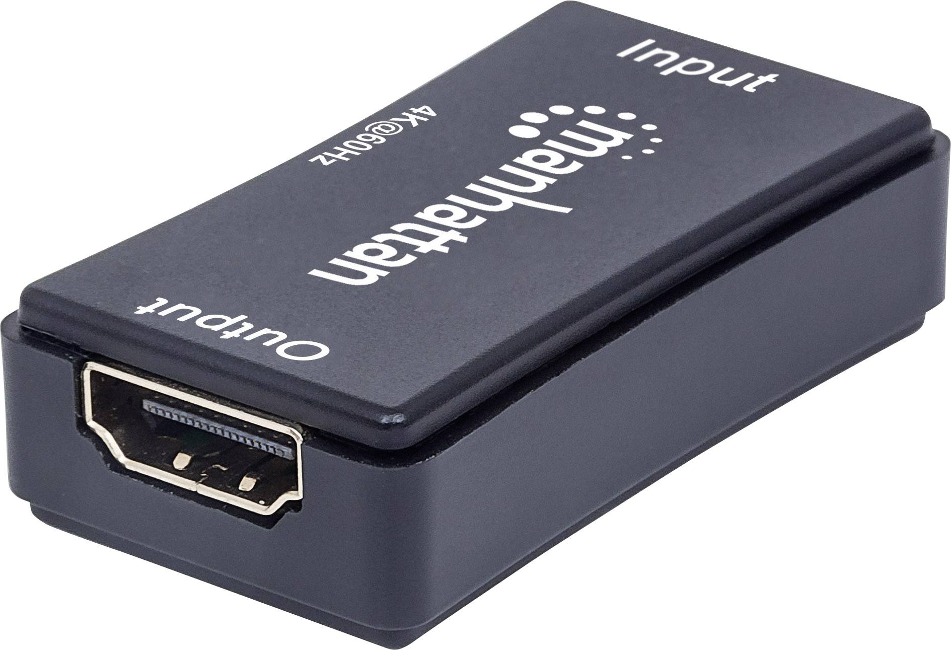 Manhattan produžetak crna muški konektor HDMI (D x Š x V) 50 x 28 x 14 mm
