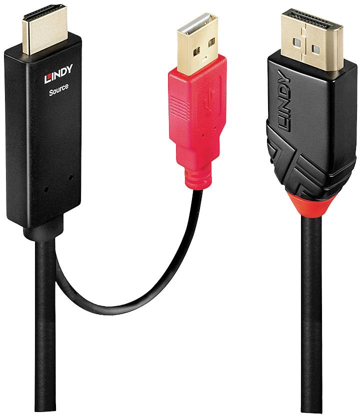 LINDY HDMI kabl 5,00 m crna, crvena USB
