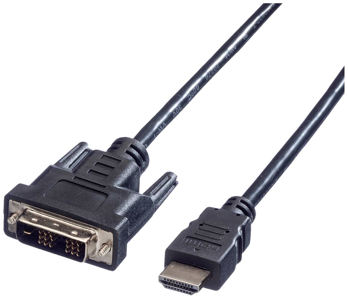 Value DVI DVI kabl 3,00 m crna muški konektor HDMI