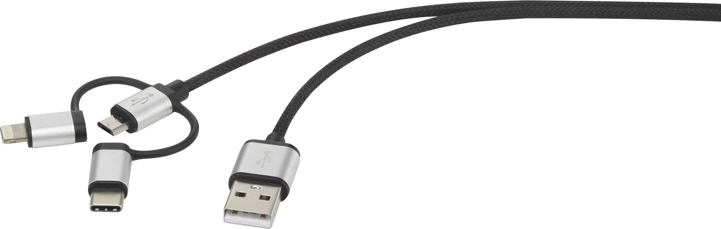 Renkforce 3-v-1 USB kabl 0,50 m tamno siva USB, Apple dock