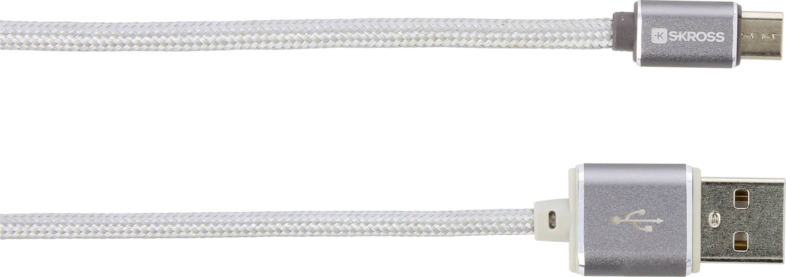 Skross USB USB kabl 1,00 m srebrna muški konektor mikro USB