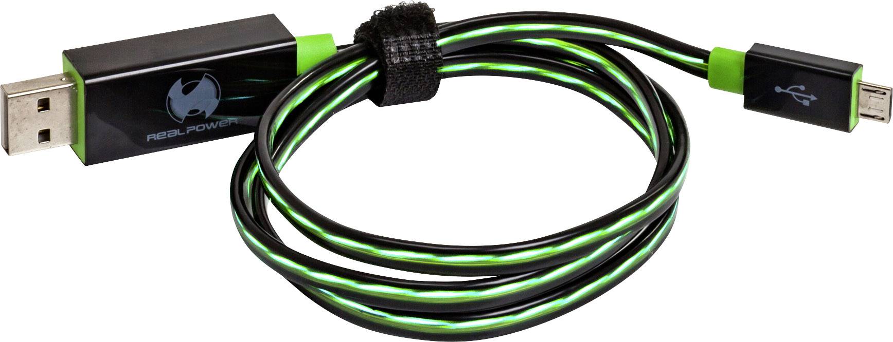 RealPower USB USB kabl 0,75 m zelena micro USB