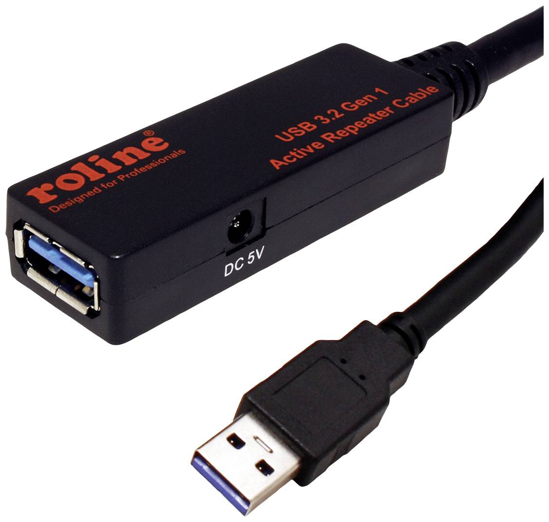 Roline USB USB kabl 10,00 m crna USB 3.2 gen. 1 (USB 3.0)
