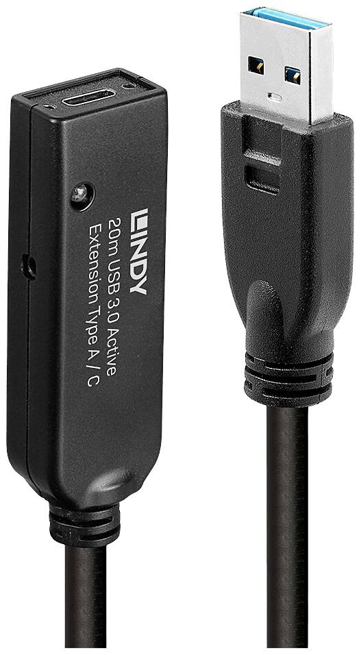 LINDY USB USB kabl 20,00 m crna
