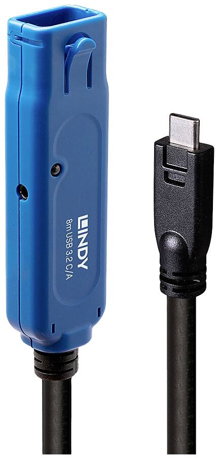 LINDY USB USB kabl 8,00 m crna/plava produžetak