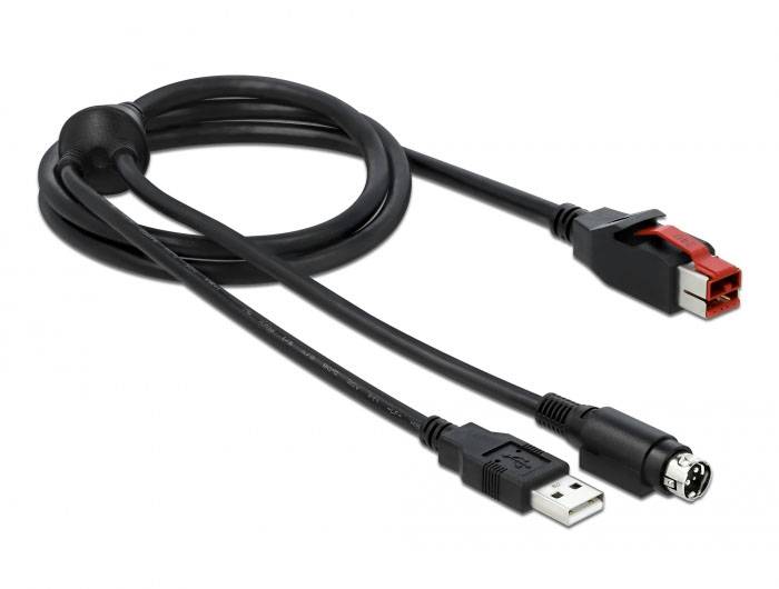 DeLOCK PoweredUSB USB napojni kabl 1,00 m crna priključni konektor